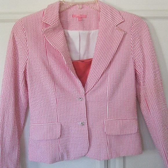 Vintage Sam TY seersucker jacket, pink & white, Sz 2 - Picture 5 of 5